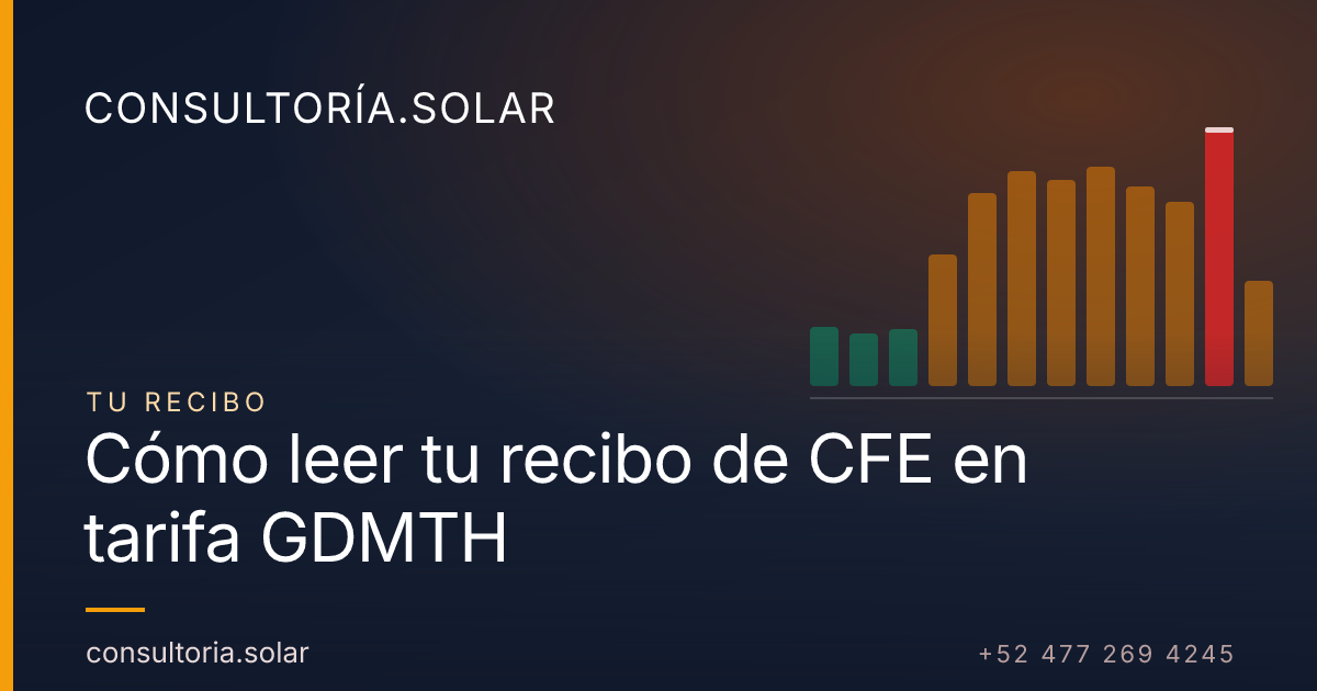 Recibo de CFE en tarifa GDMTH con los conceptos de demanda y factor de potencia señalados